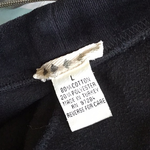 Black Velour Sweat Track Sweater Hooded Animal Print Side Stripe Women’s Size L - Picture 5 of 6